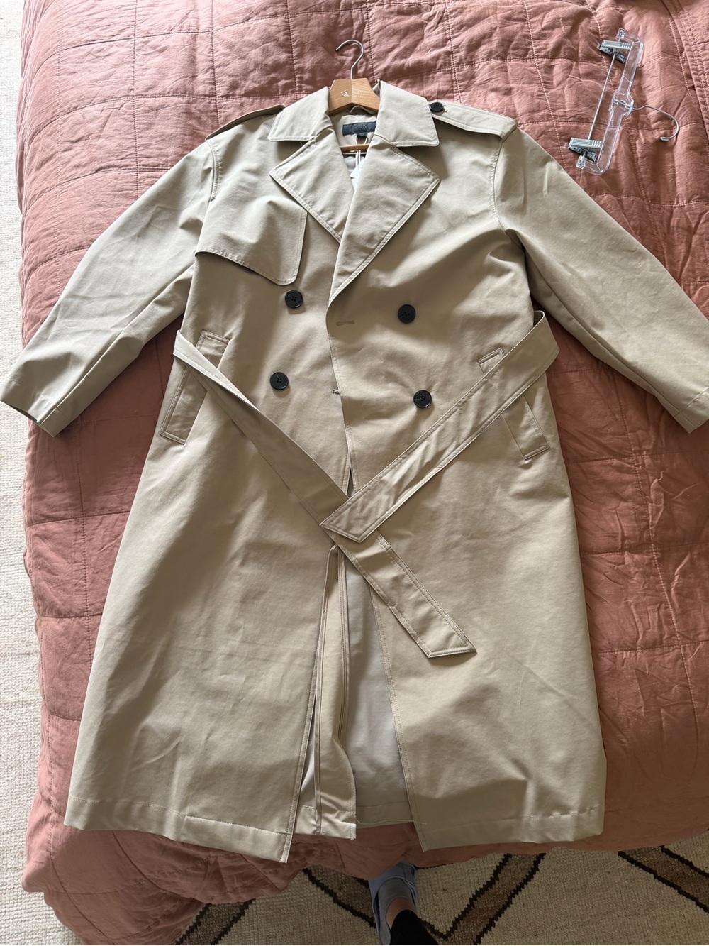 Zara, Long Belted Trench Coat, Size Small, Taupe Brown - Picture 3 of 9